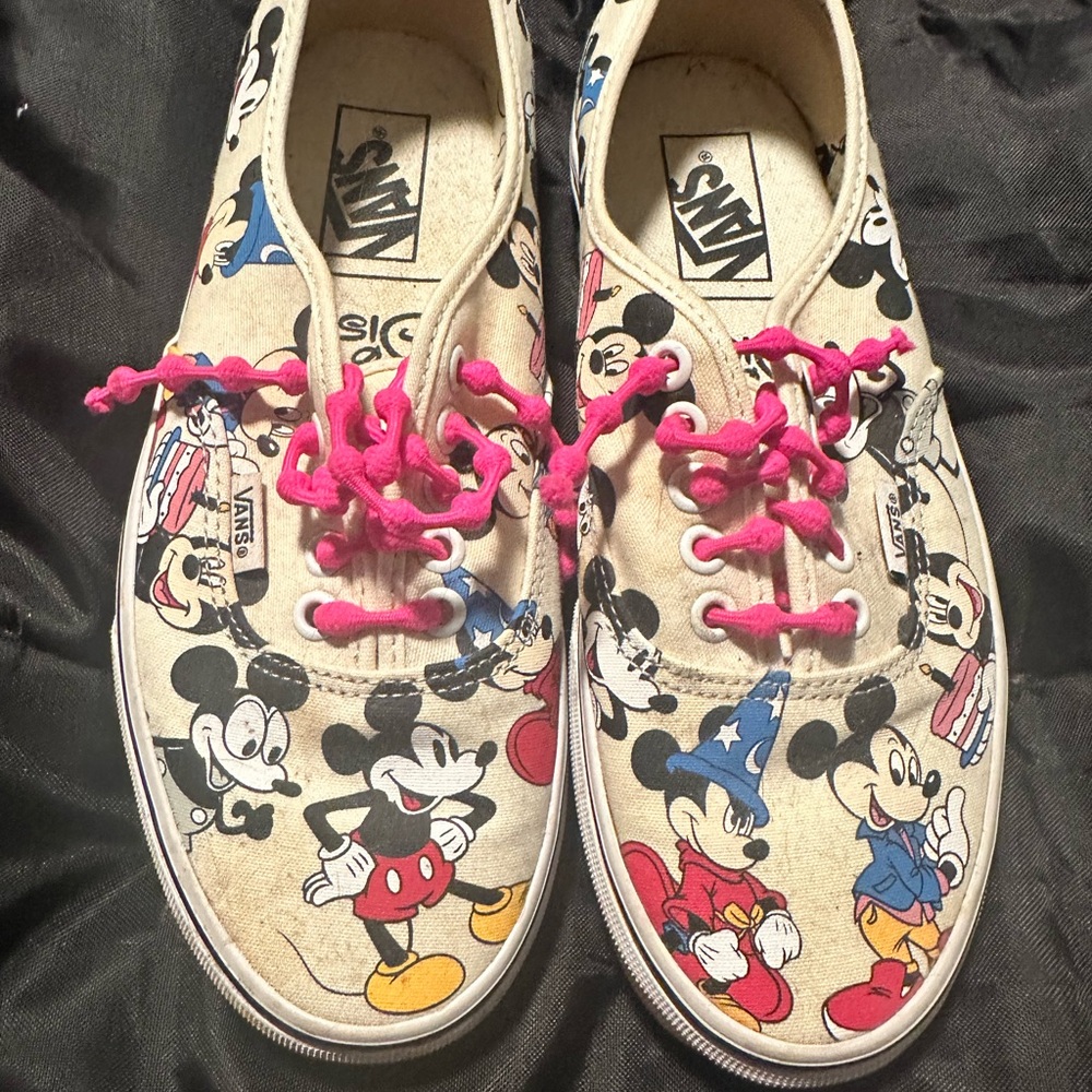 Vans Disney Mickey Mouse Canvas Shoes with Pink Laces